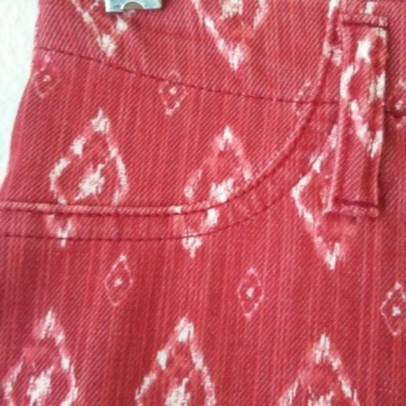 Faded Glory Bermuda Shorts Brick Red Western Aztec Pattern Long Bermuda Shorts - Picture 3 of 8